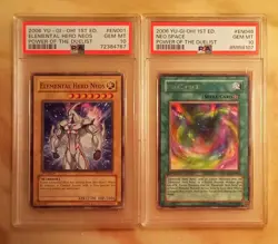 Yu-Gi-Oh 2006 Elemental Hero Neos & Neo Space PSA 10 GEM MINT POTD 1st Edition! - Image 1