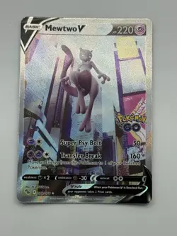 Pokemon TCG Mewtwo V Alt Art Full Art Holo Ultra Rare Card 072/078 Pokemon Go - Image 1