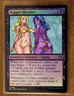 Boggart Mischief Altered Art Hand Painted MTG Magic the Gathering Anime Girl - Image 1