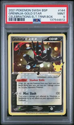 2021 POKEMON SWSH BLACK STAR PROMO #144 GRENINJA-GOLD STAR PSA 9 - Image 1
