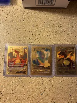 Pokemon Textured Gold Foil Fan Art Pokemon ￼(lot Of 3 Cards) - Image 1