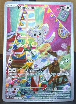 Pokemon TCG Minccino 182/162 SV05 Temporal Forces Illustration Rare Holo Cute - Image 1