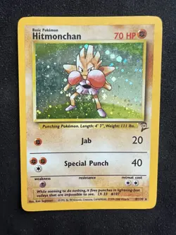 Hitmonchan 8/130 Holo Rare Pokemon 2000 Base Set 2 MP Fart Swirl - Image 1