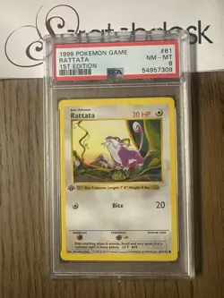 PSA 8 - Pokemon RATTATA 61/102 - 1ST EDITION SHADOWLESS BASE SET - First - Image 1
