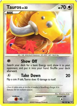 Pokemon TCG Platinum Base Set Tauros 98/127 Common Basic NM - Image 1