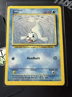 Seel 41/102, 1999 Base Set, Pokemon TCG, WotC, Vintage, Uncommon, LP/NM - Image 1