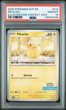 2025 POKEMON SVP EN-SV BLACK STAR PROMO ILLUSTRATION CONTEST 2024 PIKACHU PSA 10 - Image 1