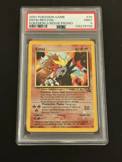 Pokemon Entei 2001 Reverse Holo Black Star Movie Promo PSA 9 - Image 1