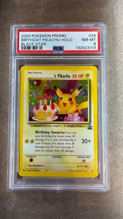 2000 POKEMON PROMO BLACK STAR #24 BIRTHDAY PIKACHU-HOLO PSA 8 - Image 1