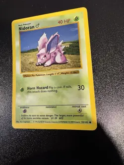 Vintage 1999 Pokemon TCG Base Set Shadowless Common Nidoran Male 55/102 LP - Image 1