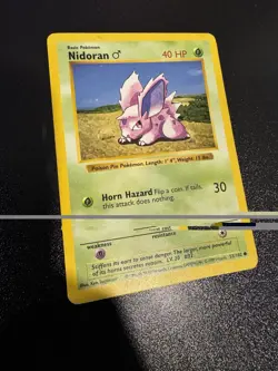 Vintage 1999 Pokemon TCG Base Set Shadowless Common Nidoran Male 55/102 LP - Image 2