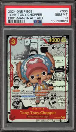One Piece CCG Tony Tony.Chopper Manga Alternate Art EB01-006 PSA 10 Gem Mint - Image 1