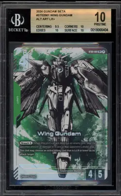 Gundam Card Game Wing Gundam Alt Art LR+ ST02-001 BGS 10 Pristine - Image 1