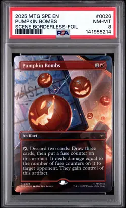 Magic The Gathering Borderless Foil PSA 8 Pumpkin Bombs 0026 - Image 1