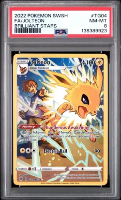 PSA 8 2022 POKEMON SWORD & SHIELD BRILLIANT STARS FA/JOLTEON #TG04 - Image 1