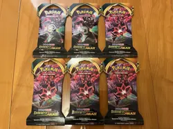 2020 Pokemon TCG Sword & Shield Darkness Ablaze 6x Sleeved Booster Packs Sealed - Image 1