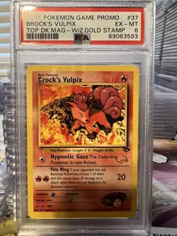 2001 Pokemon Game Promo Brock's Vulpix 37/132 Wizard Gold Stamp PSA 6 - Image 1