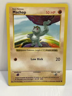 Pokemon WOTC VTG Machop 052/102 Base Set (Shadowless) Regular LP - Image 1