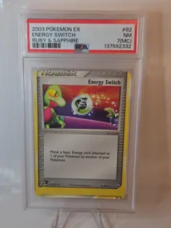 2003 Pokemon Energy Switch 82/109 Ruby and Sapphire MISCUT PSA 7 - Image 1