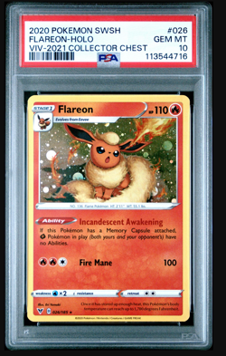 LOW POP40, only 2 listing!Pokemon Flareon PSA 10 Cosmos Holo Collector Chest026 - Image 1