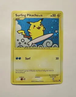 Pokemon Surfing Pikachu Rising Rivals Holo 114/111 - Image 1