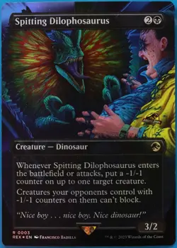 Spitting Dilophosaurus FOIL Jurassic World NM Black Rare CARD (510840) ABUGames - Image 1