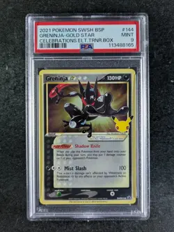 2021 Pokemon GRENINJA GOLD STAR SWSH144 Black Star Promos Celebrations ETB PSA 9 - Image 1