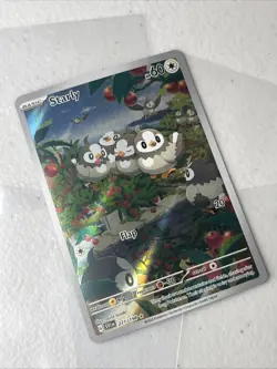 Pokemon Starly 221/198 SV01 Scarlet Violet Base Set Illustration Rare Holo Cute - Image 2