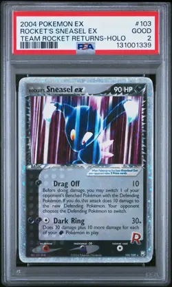 2004 POKEMON EX TEAM ROCKET RETURNS #103 ROCKET'S SNEASEL EX-HOLO PSA 2 - Image 1