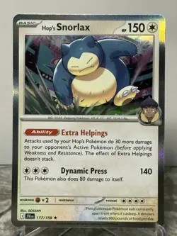 Hop's Snorlax - 117/159 - Pokemon TCG Journey Together (2025) - NM - Holo Rare - Image 1
