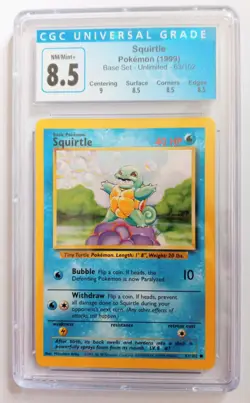 CGC 8.5 Squirtle 63/102 Pokemon Base Set Unlimited - Image 1
