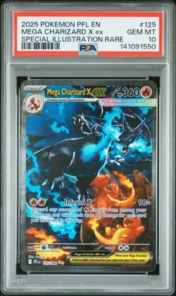 2025 POKEMON PFL EN-SPECIAL ILLUSTRATION RARE #125 MEGA CHARIZARD X EX PSA 10 - Image 1