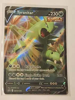 Pokemon TCG Tyranitar v SWSH109 Black Star Promo Ultra Rare Full Art Holo - Image 1