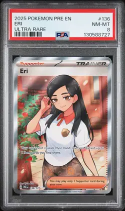 Pokemon Prismatic Evolutions Eri 136/131 Ultra Rare Holo PSA 8 - Image 1