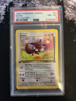 1999 Pokemon Jungle 1st Edition Eevee #51/64 PSA 8 - Image 1