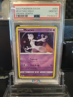 2023 POKEMON SWORD & SHIELD CROWN ZENITH #059 MEWTWO-HOLO PSA 10 - Image 1