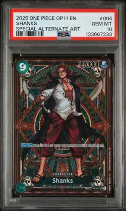 2025 ONE PIECE OP11-A FIST OF DIVINE SPEED SPECIAL ALTERNATE ART SHANKS PSA 10 - Image 1