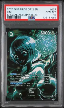 2025 ONE PIECE OP12-LEGACY OF THE MASTER SPECIAL ALTERNATE ART #037 LIM PSA 10 - Image 1