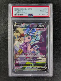 2021 Pokemon MEW V 251/264 Fusion Strike Ultra Rare Holo English PSA 10 - Image 1