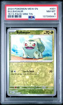 Pokemon 151 Bulbasaur 001/165 Reverse Holo PSA 8 - Image 1