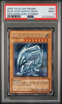 2002 YU-GI-OH! PROMO DDS-DARK DUEL STORIES #001 BLUE-EYES WHITE DRAGON PSA 9 - Image 1