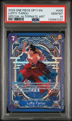 2025 ONE PIECE A FIST OF DIVINE SPEED SPECIAL ALT ART #005 LUFFY-TAROU PSA 10 - Image 1