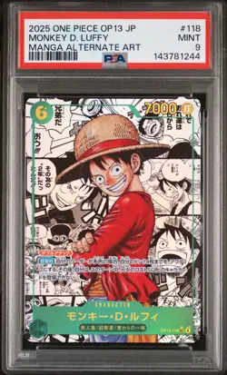 2025 ONE PIECE JAPANESE CARRYING ON HIS WILL MANGA ALT ART MONKEY D. LUFFY PSA 9 - Image 1