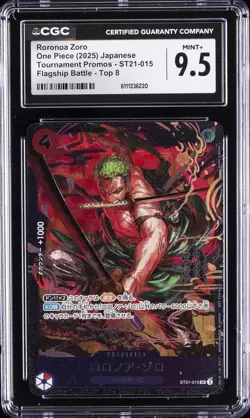 2025 ONE PIECE JPN TOURNAMENT PROMO FLAGSHIP BATTLE TOP 8 RORONOA ZORO CGC 9.5 - Image 1