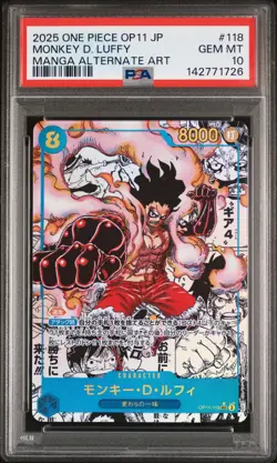 2025 ONE PIECE JPN A FIST OF DIVINE SPEED MANGA ALT ART MONKEY D. LUFFY PSA 10 - Image 1