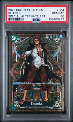 2025 ONE PIECE OP11-A FIST OF DIVINE SPEED SPECIAL ALTERNATE ART SHANKS PSA 10 - Image 1