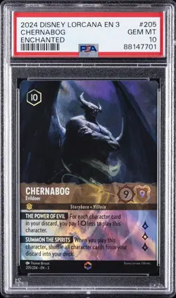 2024 DISNEY LORCANA EN 3-INTO THE INKLANDS ENCHANTED CHERNABOG - EVILDOER PSA 10 - Image 1