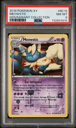 2016 POKEMON XY GENERATIONS RADIANT COLLECTION #RC15 MEOWSTIC PSA 8 - Image 1