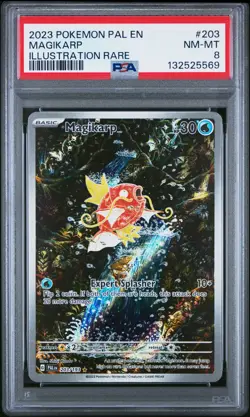 2023 POKEMON PAL EN-PALDEA EVOLVED ILLUSTRATION RARE #203 MAGIKARP PSA 8 - Image 1