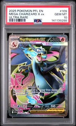 2025 POKEMON PFL EN-PHANTASMAL FLAMES ULTRA RARE #109 MEGA CHARIZARD X EX PSA 10 - Image 1